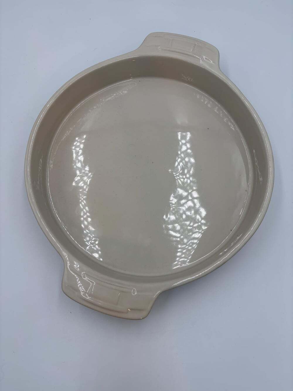 Longaberger Pottery 9" Round Pie Plate / Baker — Ivory Woven Traditions — Oven,